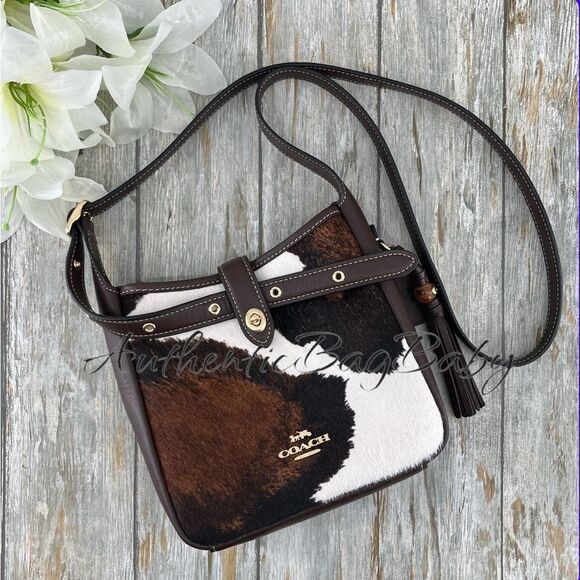Authentic Coach Hadley Mini Crossbody Bag With Cow Print And Tassel Purse - Picture 1 of 16